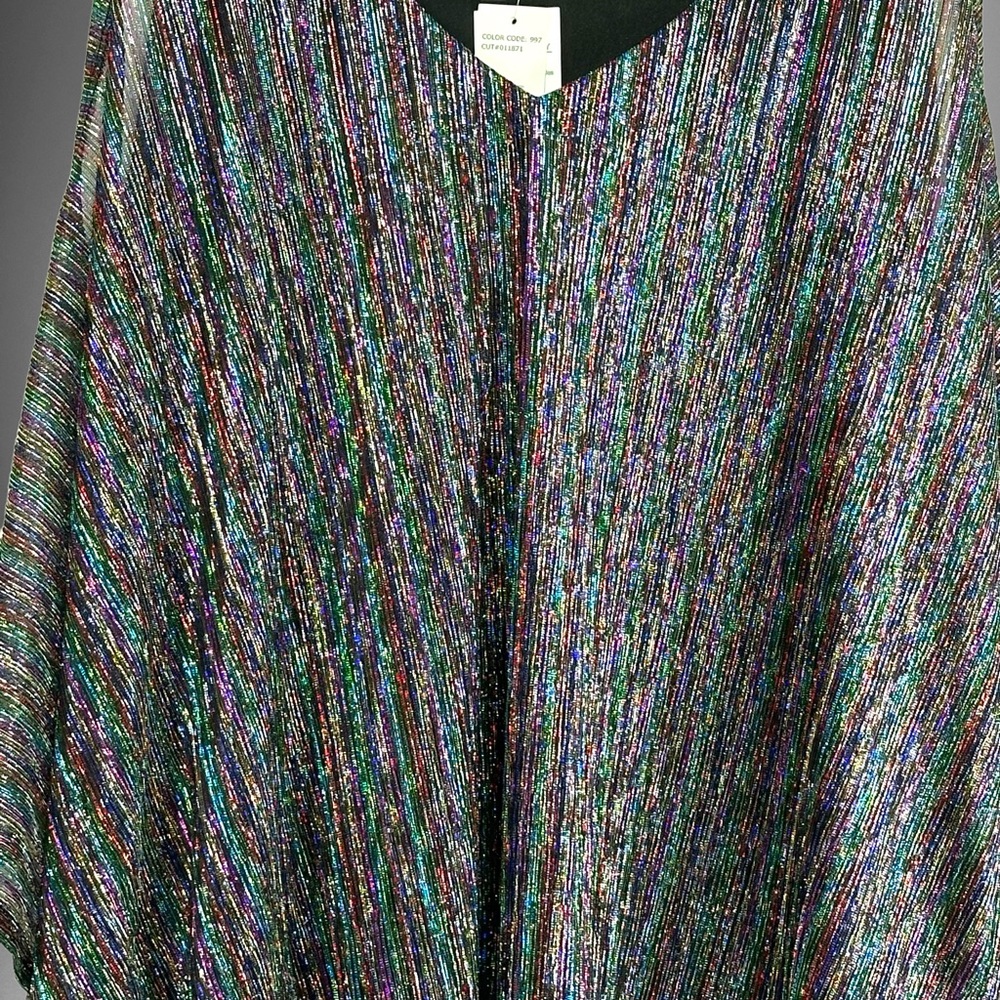 Onyx Nite metallic multi colored Sparkle Blouse Cold Shoulder Style - Picture 9 of 14